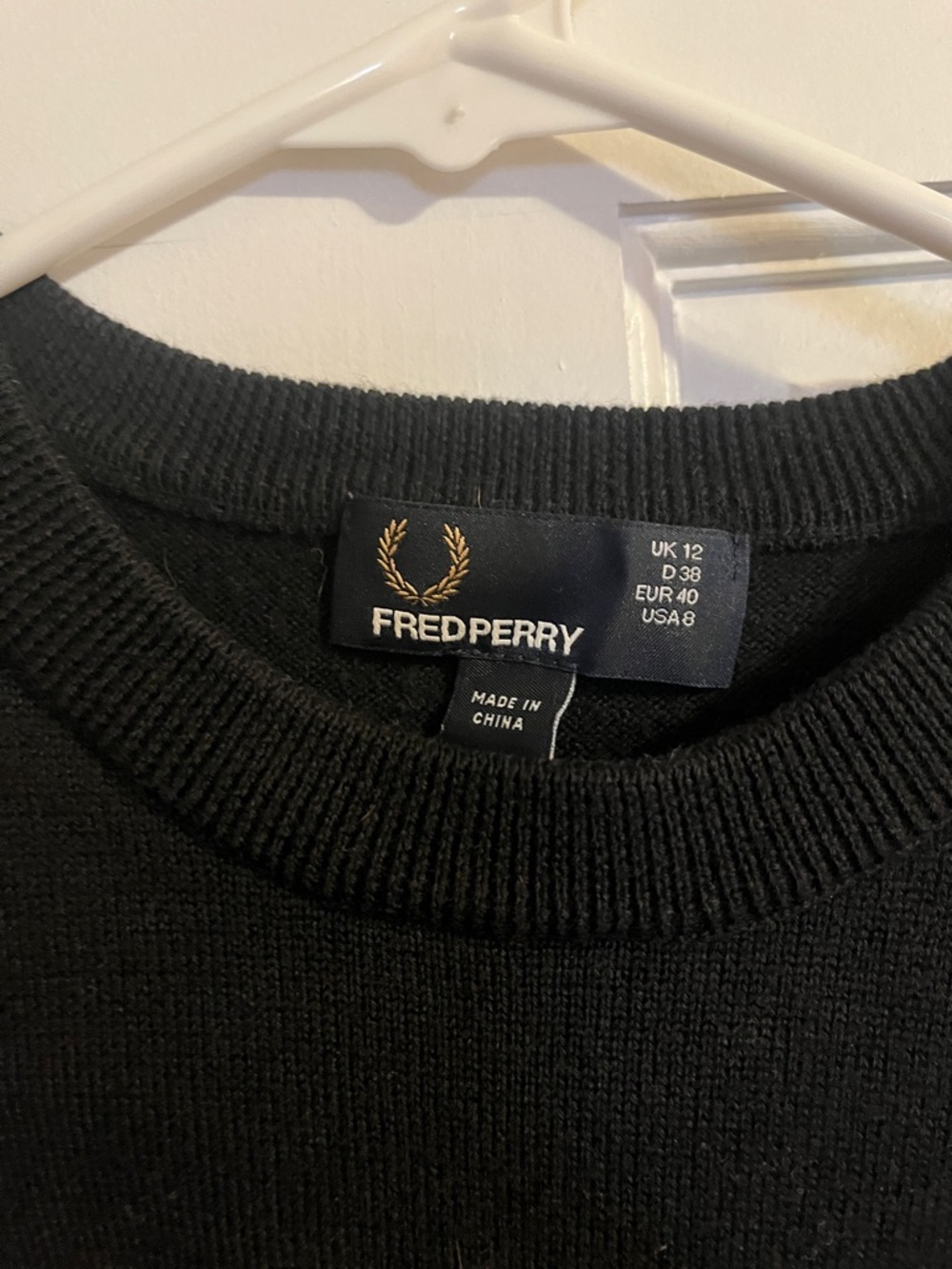 Fred Perry Black Short Sleeve Knit Mini Dress with Cream Trim - Picture 2 of 3